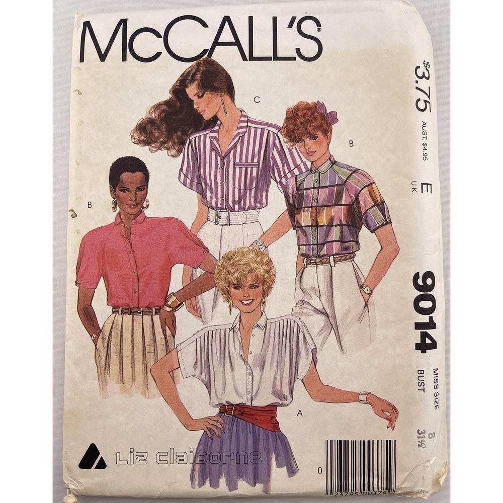 McCall's Misses' Blouses‎ Pattern 9014 Size 8 Liz Claiborne 1984